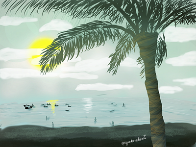 Beach art design illustraion illustration art wallpaper