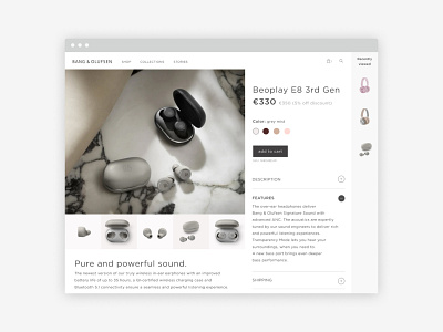 B&O e-commerce design concept design e commerce ui uiux