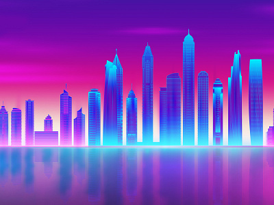 Retro wave background80s. 80s future retro synth city.