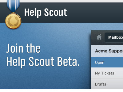 Help Scout blue email gold screenshot web app