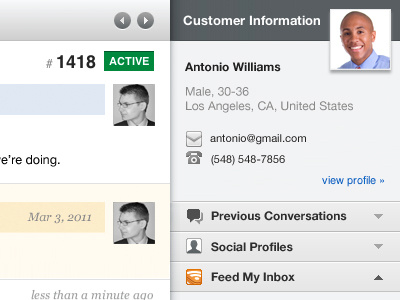 Help Scout Customer Info grays help scout profiles screenshot web app