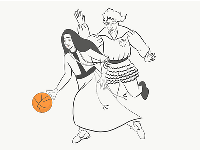 Nuns Playing Basketball basketball basketballnuns illustration nun nuns