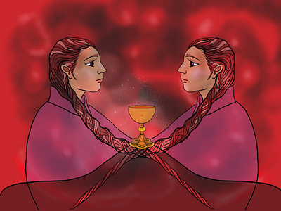 Twins chalice elves fantasy fantasyart gemini illustration sci fi twins