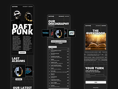 Daftpunk Concept Website - UI/UX Design adobe xd app graphic design mobile first mockup typography ux