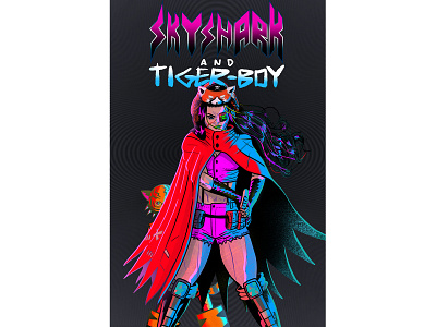 Skyshark and Tiger-Boy cover art character comic art comic books comics design fantasy fantasy art graphic design illustration