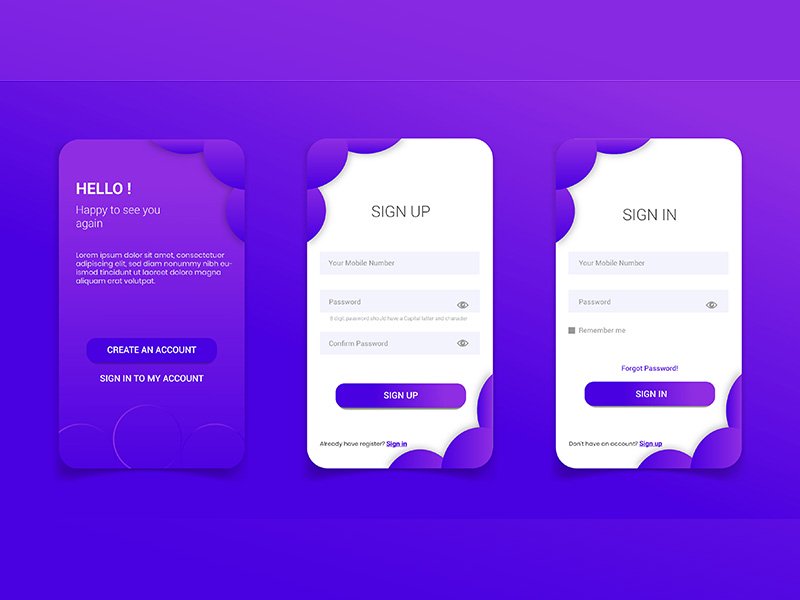 Sign In Sign Up page Design for mobile apps by Nipa Panday on Dribbble