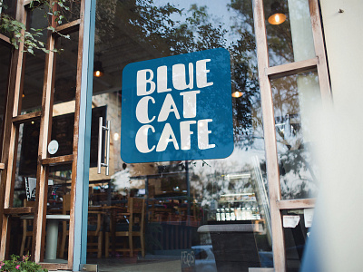 Blue Cat Cafe brand identity logo design