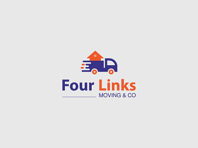 four link moving co logo design branding business bussines company logo creative logo delivery four home illustration letter link logo logo design logos logotype monogram design moving moving company track transport