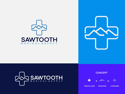 sawtooth medical logo abstract app application care center clinic community company computer consulting doctor group health heart hospital medical medical center medical service medical tech nature team