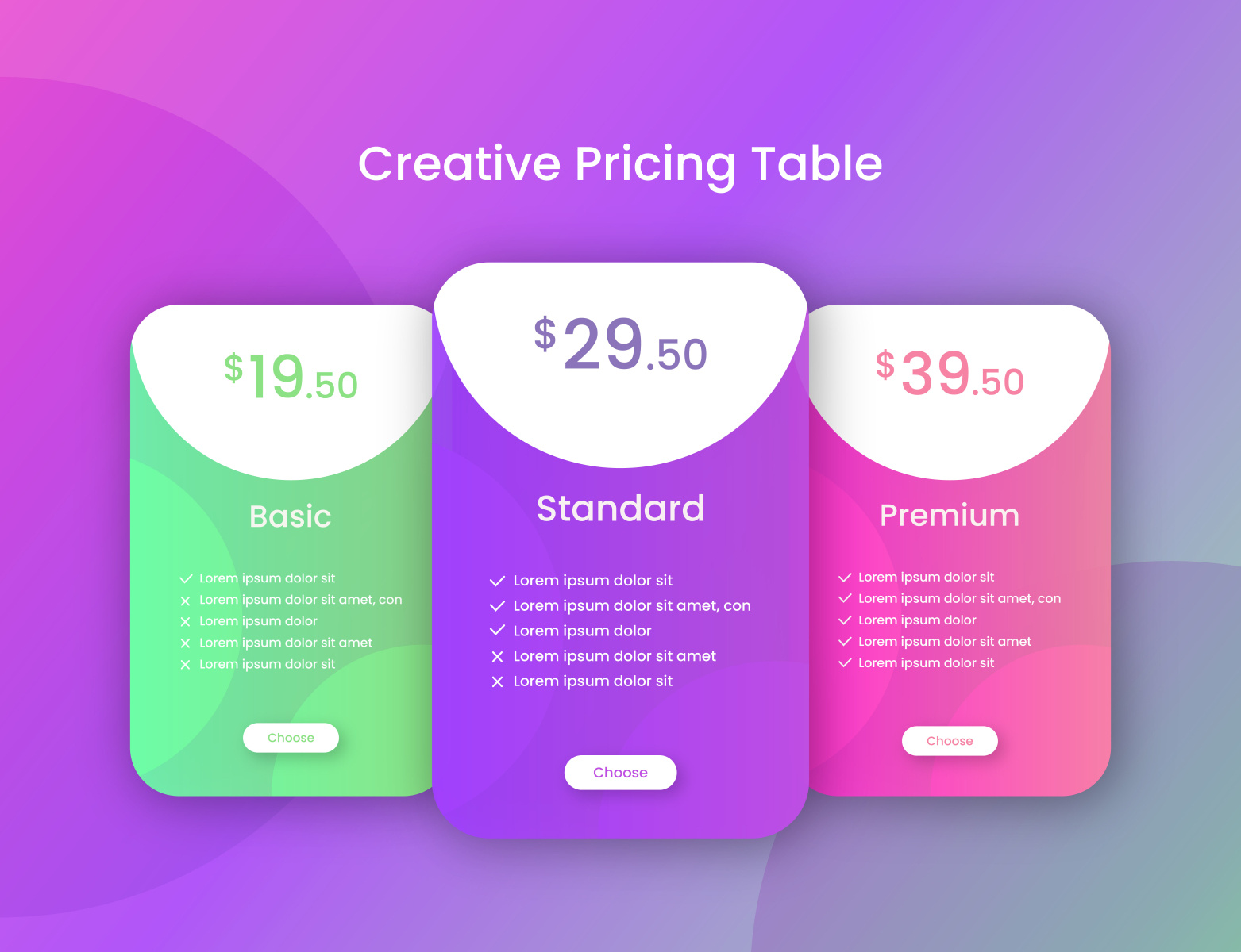 Website pricing table template design by Saiduzzaman Bulet on Dribbble