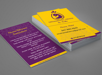 Business cards for Orna Henna branding brochure business cards design marketing typography