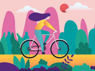 Biking Girl Illustration