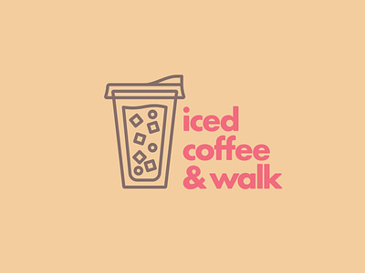 Iced Coffee & Walk 02 badge branding coffee iced coffee icon illustration mental health minimal personal branding self care self promo thick lines typography