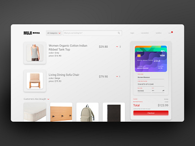 Muji shopping cart + checkout - DailyUI adobexd design figma ui ux