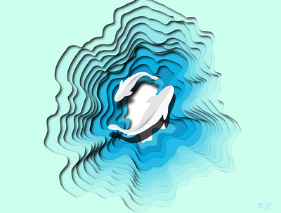 Layered Fish illustration vector