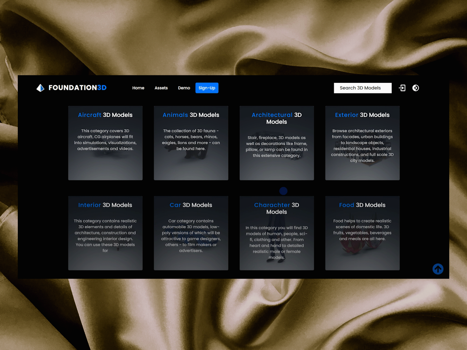 3D Website Category Section Concept