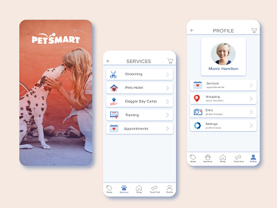 Redesign mobile app - PetSmart adobe illustrator adobe xd app application branding design flat icon icon design icons illustration mobile app mobile app design mobile ui pet care petshop redesign typogaphy ui ux