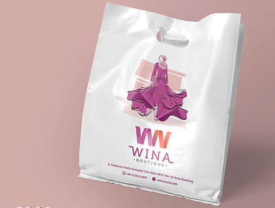 Plastic Bag - Wina Boutique bag branding design graphic design packaging