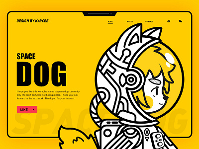 Space Dog | Black and white line drawing illustration design dog dog illustration illustration space yellow