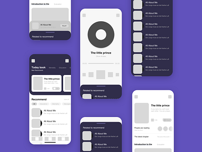 BOOK-APP Prototype app book card design detail illustration interface list listen mobile play ui ux video