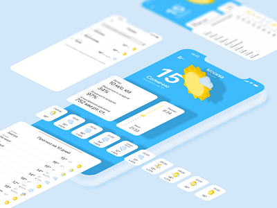 Weather app concept design flat isometric isometry mobile ui weather weather app
