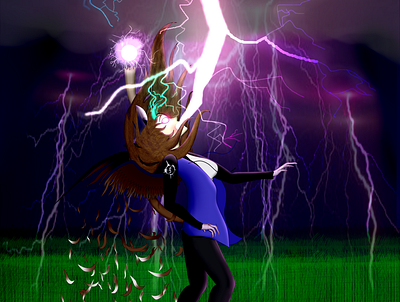 Storm Rage digitalart half human half monster hybrid lightning