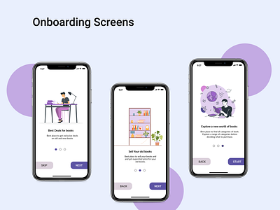 onboarding screens for BookHub app app design ios app design minimal ui uiux