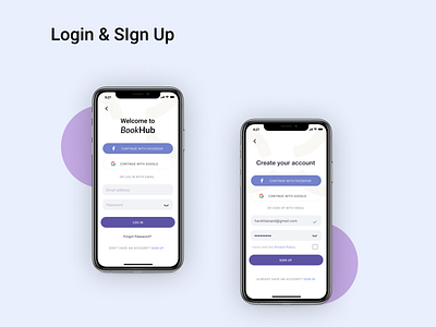 Login & SignUp ui for BookHub app design login screen minimal sign up ui uiux