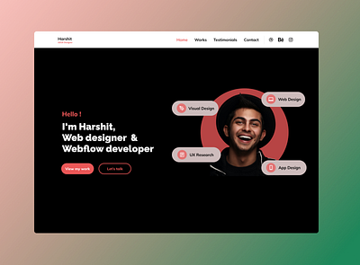 Harshit portfolio hero section design inspiration inspiration landing page minimal redesign ui uiux web design