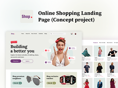 Online Shopping Landing page (Concept project) design landing page minimal ui uiux ux web design