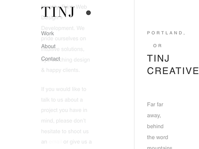 Coming soon creative design development minimal new oregon portland tinj website