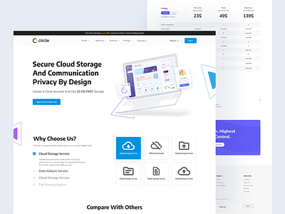 Circle - Cloud storage software landing page design