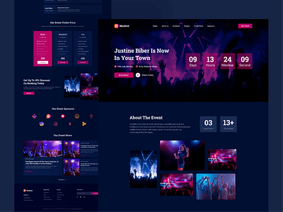 Muzica - Music event landing page design