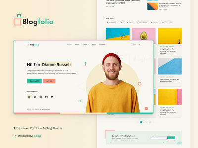 Blogfolio - Designer Portfolio & Blog Theme Template blog design figma landing page portfolio template ui ux website