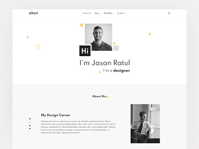 Designer Portfolio Blog website - akori app design application blog design figma landing minimal page portfolio ui web app website