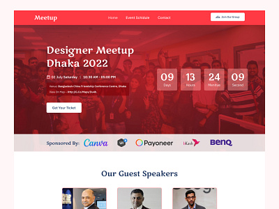 Landing page Design for a Designer Meetup app case study design landing project ui website