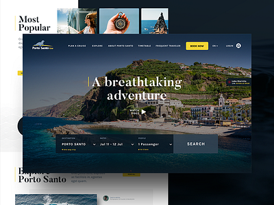 Porto Santo Website blue design grid home homepage layout responsive ship travel ui ux