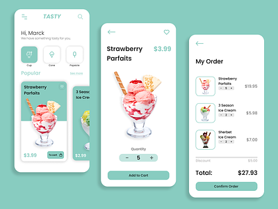 Tasty app branding delivery design figma food delivery app icecream order ui