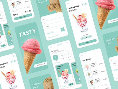 Tasty Part 2 app branding design figma food delivery food delivery app icecream order ui