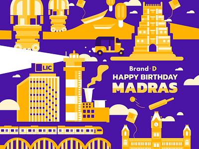 MADRAS DAY. adobeillustrator art branding chennai color design digital graphic design icon illustration logo madras madras day madrasday2022 minimalillustration shapes typography ui ux vector