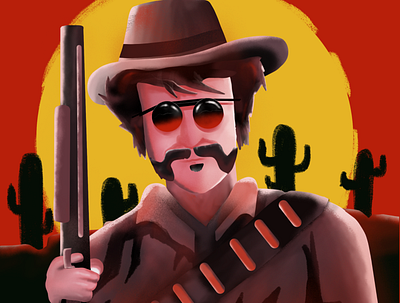 RED DEAD RAJNI chennai cowboy design digitalart digitaldesign digitalpainting games graphic design illustration movies procreate procreateart rajnikanth reddeadredemption spaghettiwestern superstar rajnikanth ui vector visualdesign westerns