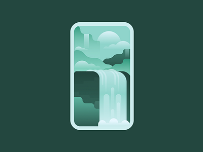 WATERFALL. blue colourpalettes design dribbbleillustration figma figmaillustration gradients graphic design graphicdesign illustration minimal minimalillustration shapes stickers ui ux vector visualdesign water waterfall