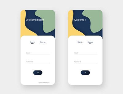 sign in sign up screen UI