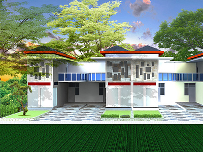 rendering exterior 3d 3d rendering design exterior graphic design house facade illustration