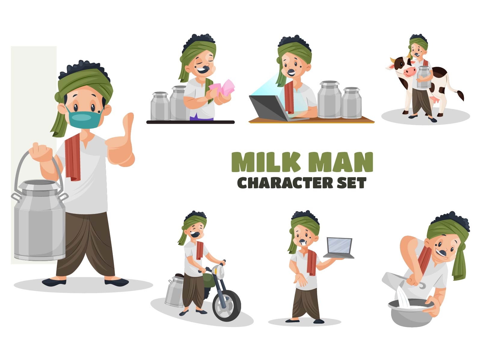 Milkman Character Set by Creative Hatti on Dribbble