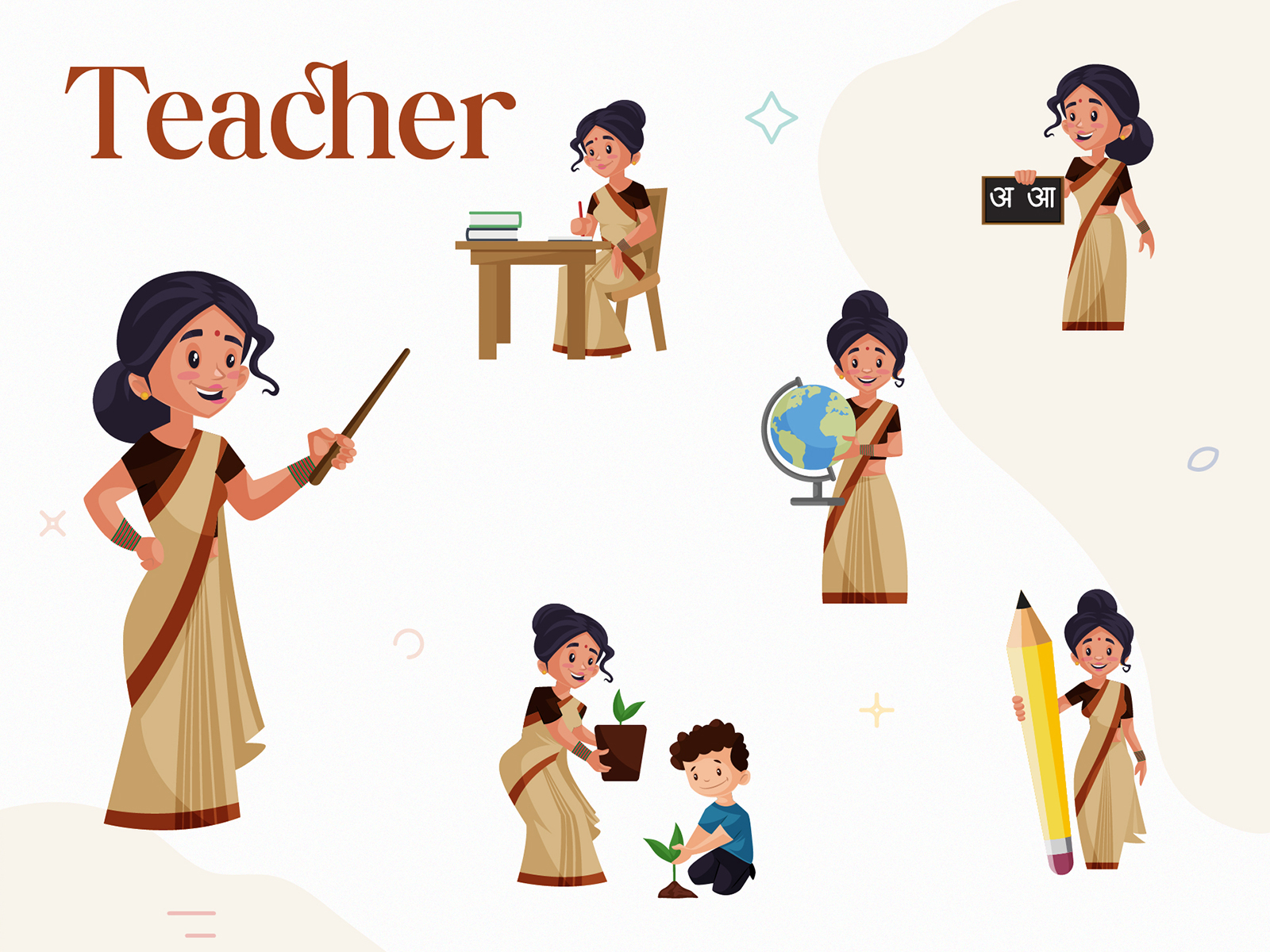 girl teacher cartoon