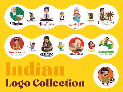 Indian Logo Collection branding cartoon cartoon design character design graphic design illustration india indian logo logo logo design sticker vector vector logo