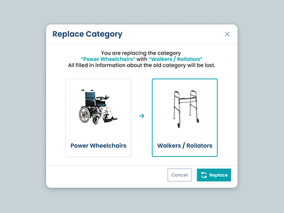 Pop up - Category replacement alert