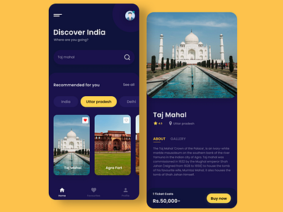 Landing pages design for app tourism in india app design minimal ui ui design web website