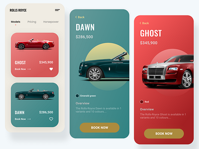 Interface design for Rolls Royce App